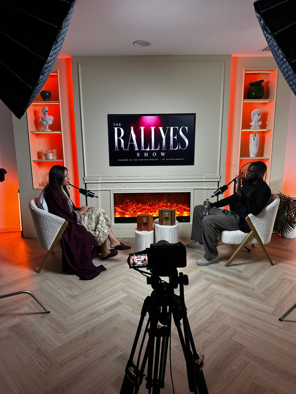 The set of The Rallyes Show, the podcast of The Rallyes in Dubai